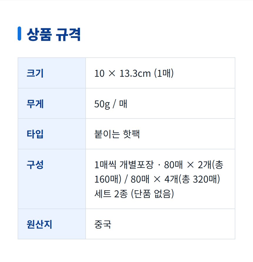 호랑이 핫팩 80매 상세 이미지 3